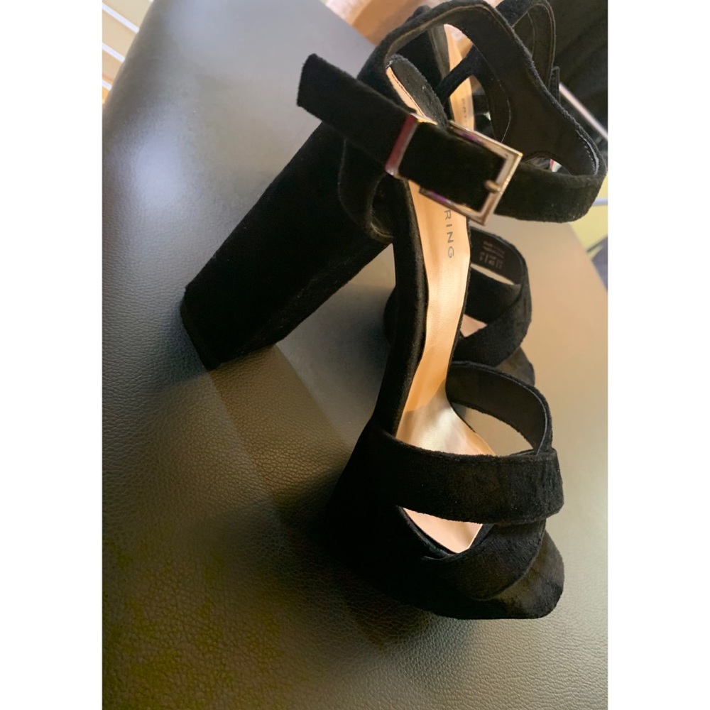 Black suede heels